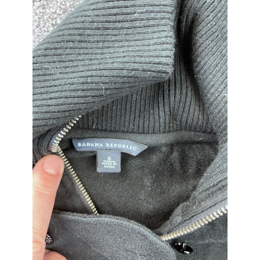 Banana Republic Womens Double Breasted Cropped Hoodie Jacket S Black - Picture 3 of 10